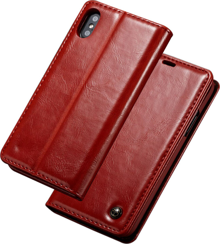 CASEME iPhone Xs Max beskyttelses deksel av syntetisk skinn med olje voks behandlet overflate - rød