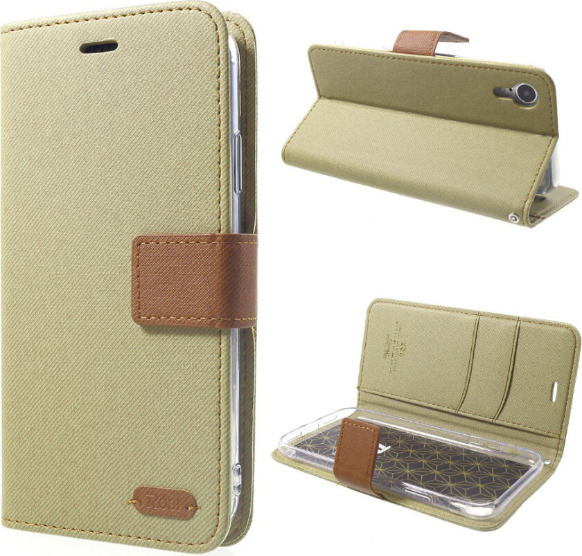 ROAR KOREA iPhone Xr beskyttelses deksel av syntetisk skinn med tvill tekstur - khaki