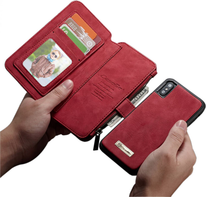 CASEME iPhone XS 2-in-1 split leather case - Red