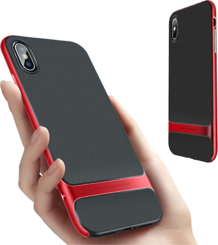 ROCK iPhone Xs beskyttelses deksel av hybrid materiale - rød