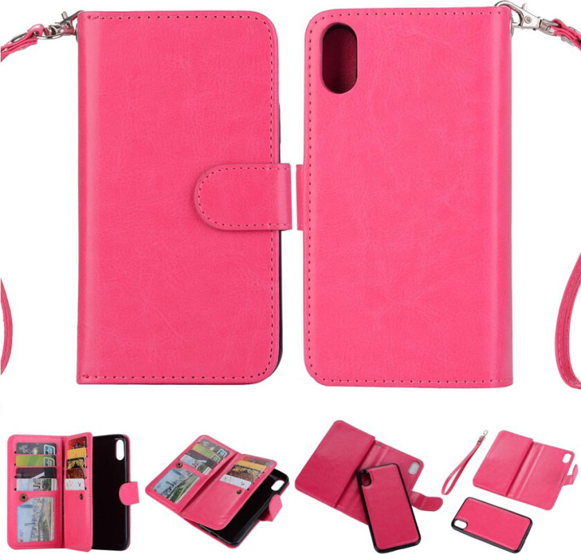 iPhone Xs Max beskyttelses deksel av syntetisk skinn med 2 i 1 design - rose