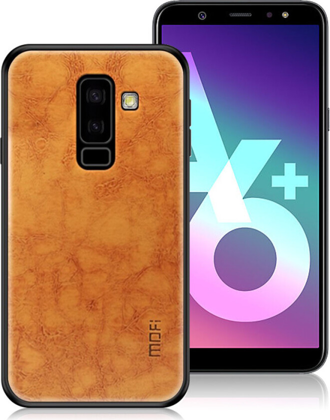 MOFI Samsung Galaxy A6 Plus beskyttelses deksel av plastikk dekt i syntetisk skinn - kaffe