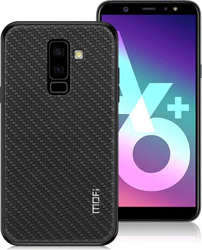 MOFI Samsung Galaxy A6 Plus beskyttelses deksel av hybrid materiale med flettet tekstur - svart