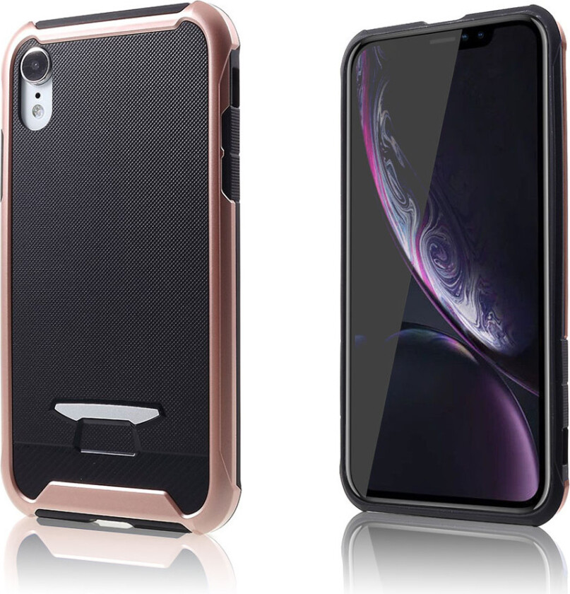 iPhone Xr beskyttelses deksel av hybrid materiale og kornet tekstur - rose gull