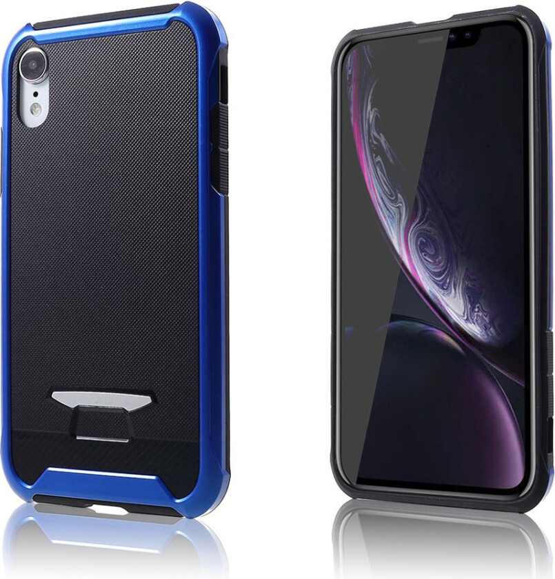 iPhone Xr beskyttelses deksel av hybrid materiale og kornet tekstur - blå