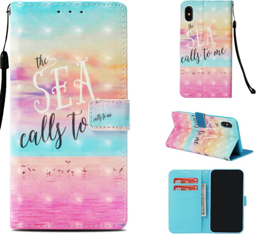 iPhone Xs Max beskyttelses deksel av syntetisk skinn med printet mønster - engelske bokstaver