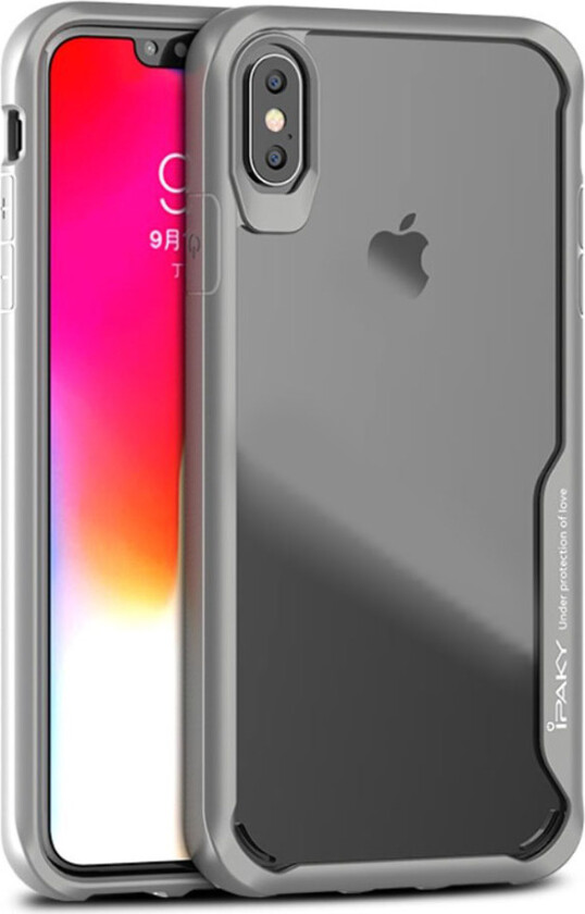IPAKY iPhone Xs Max beskyttelses deksel av hybrid materiale - grå