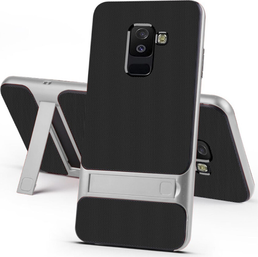 ELEGANCE Samsung Galaxy A6 beskyttelses deksel av hybrid materiale med gitter mønster - sølv
