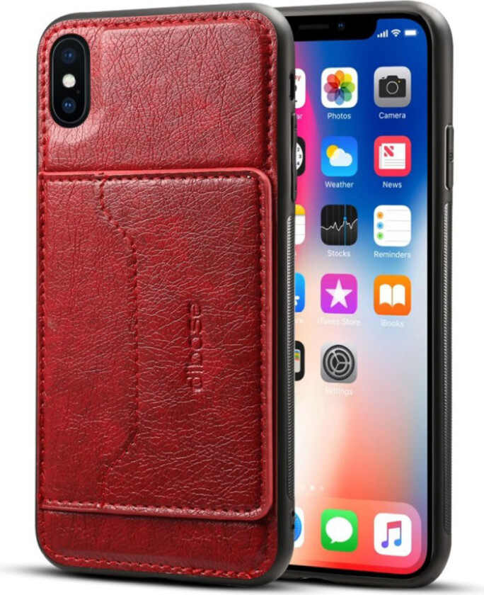 iPhone 9 Plus beskyttelses deksel av hybrid materiale med vill hest tesktur - rød