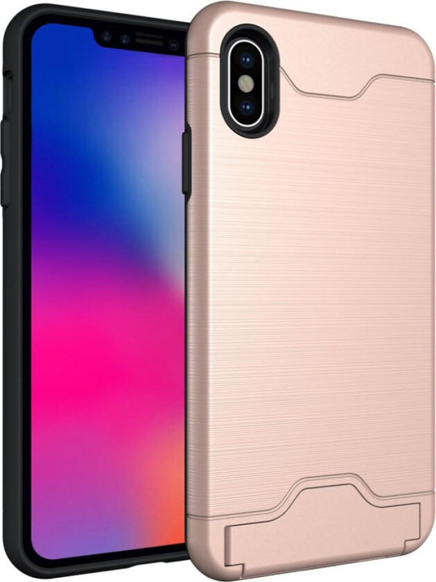 iPhone 9 Plus beskyttelses deksel av hybrid materiale med børstet tekstur - rose gull