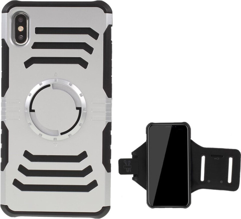 iPhone 9 Plus beskyttelses deksel av hybrid materiale og armbånd - sølv