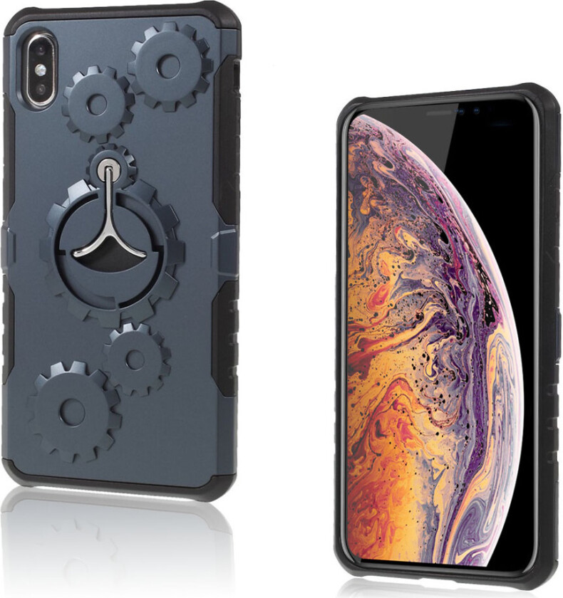 iPhone 9 Plus beskyttelses deksel av hybrid materiale med mekanisk stil - mørke blå