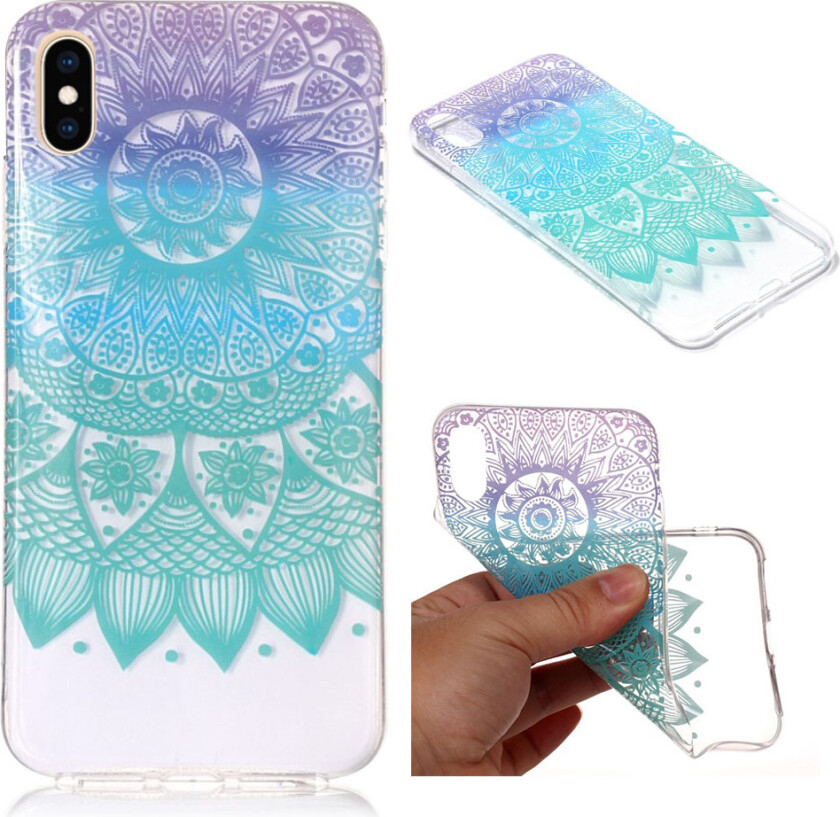 iPhone 9 Plus beskyttelses deksel av TPU med IMD Printet mønster som er selvlysende - farvet mandala blomst