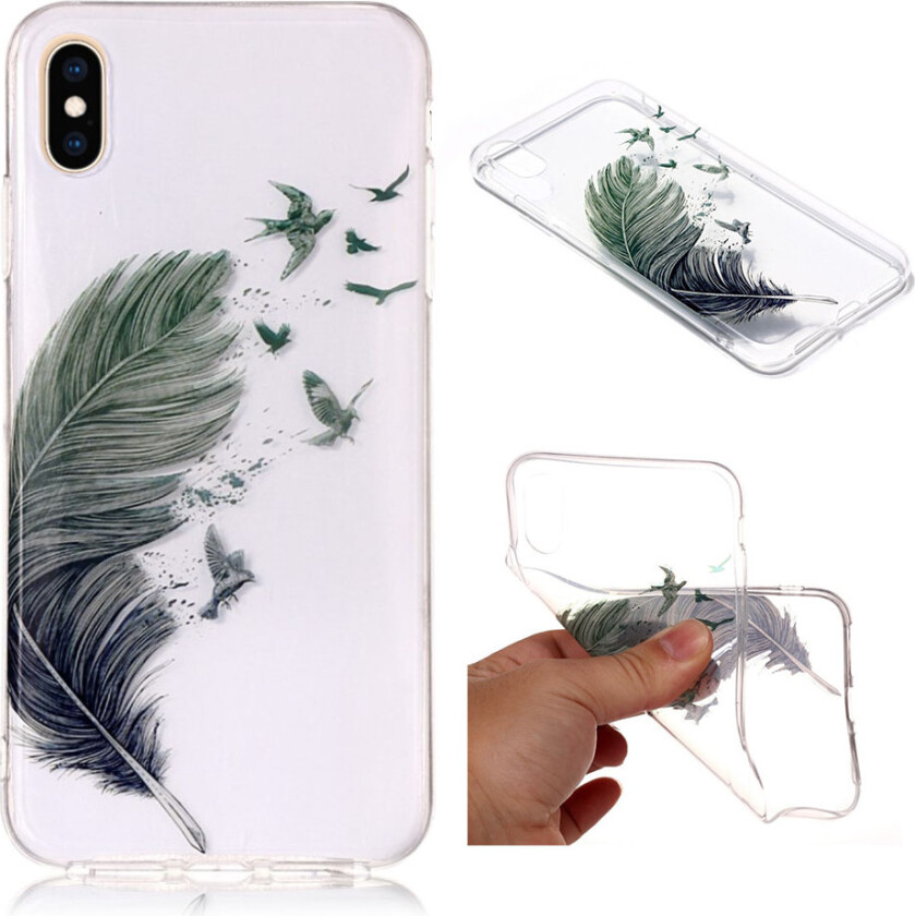 iPhone 9 Plus beskyttelses deksel av TPU med IMD Printet mønster som er selvlysende - fjær og fugler