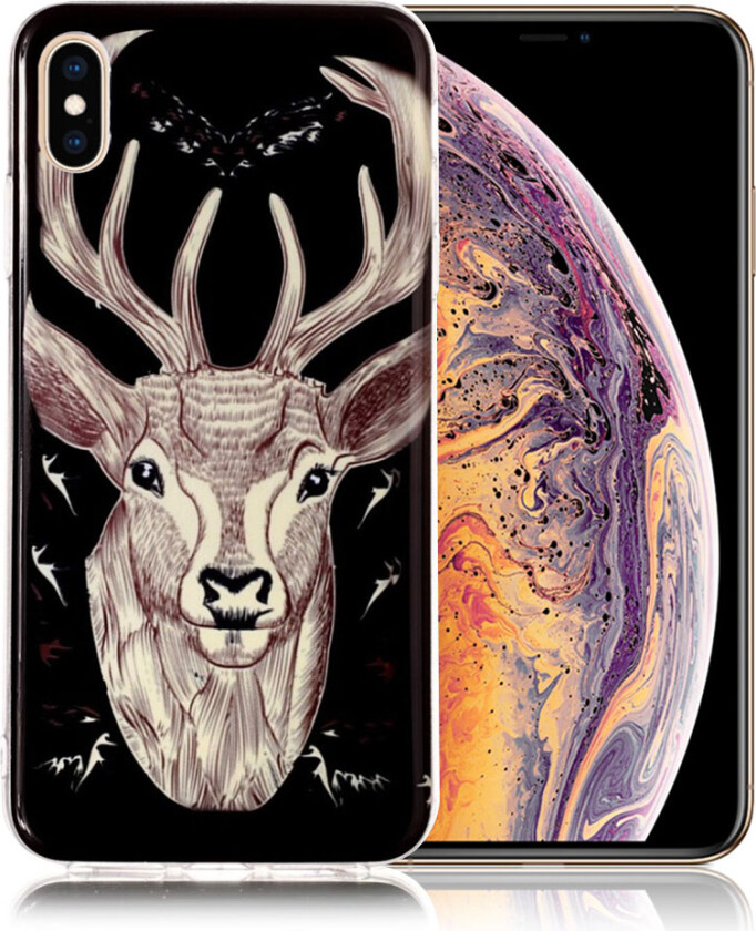 iPhone 9 Plus beskyttelses deksel av TPU med IMD Printet mønster som er selvlysende - hjorte mønster