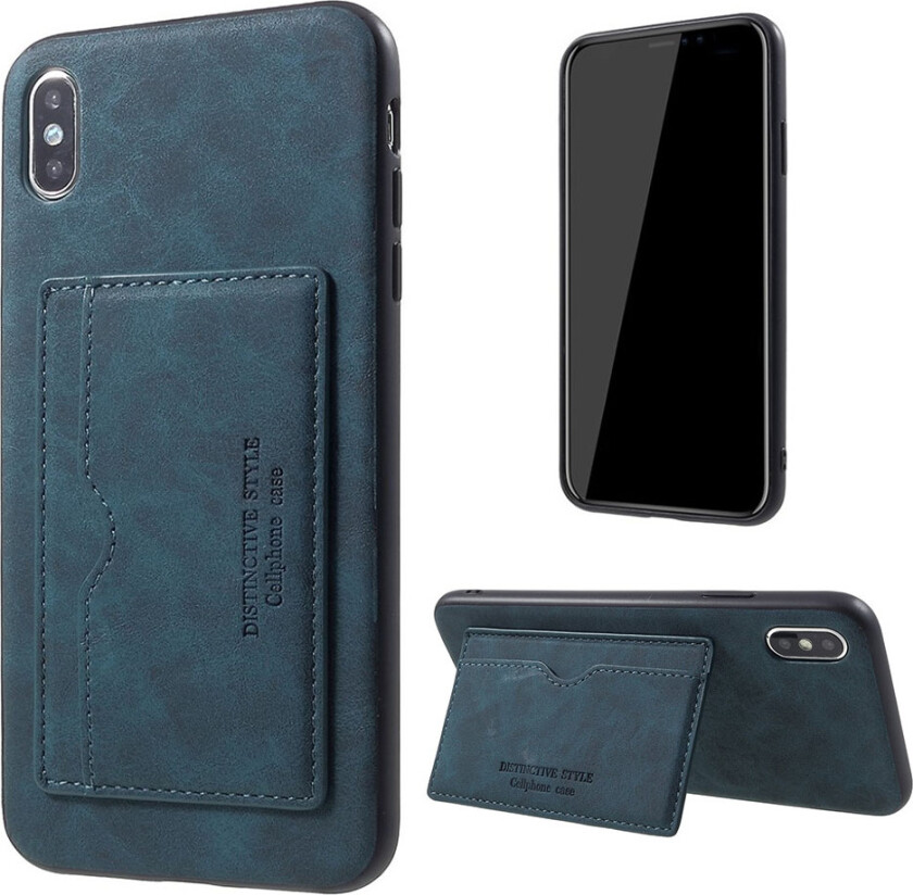 iPhone 9 Plus beskyttelses deksel av TPU dekt i syntetisk skinn - blå