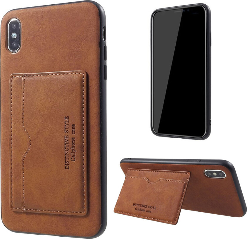 iPhone 9 Plus beskyttelses deksel av TPU dekt i syntetisk skinn - brun