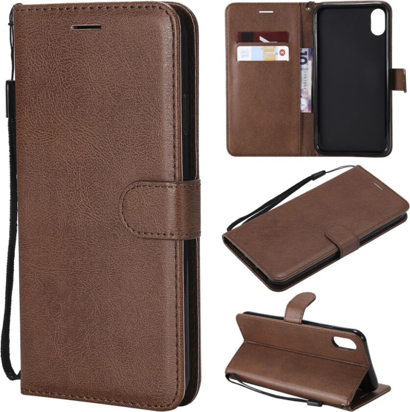 iPhone 9 Plus beskyttelses deksel av syntetisk skinn - brun