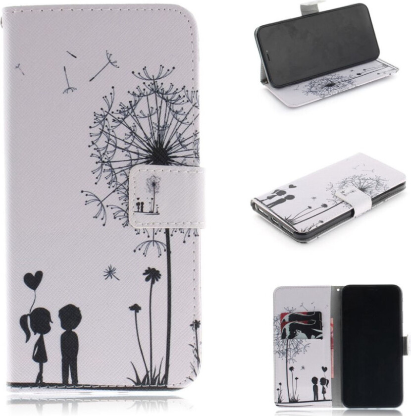 iPhone 9 beskyttelses deksel av syntetisk skinn med printet bilde - løvetann og elskere