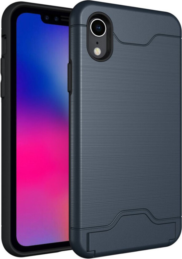 iPhone 9 beskyttelses deksel av hybrid materiale med børstet tekstur - mørke blå