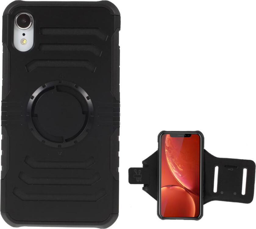 iPhone 9 beskyttelses deksel av hybrid materiale med armbånd - svart