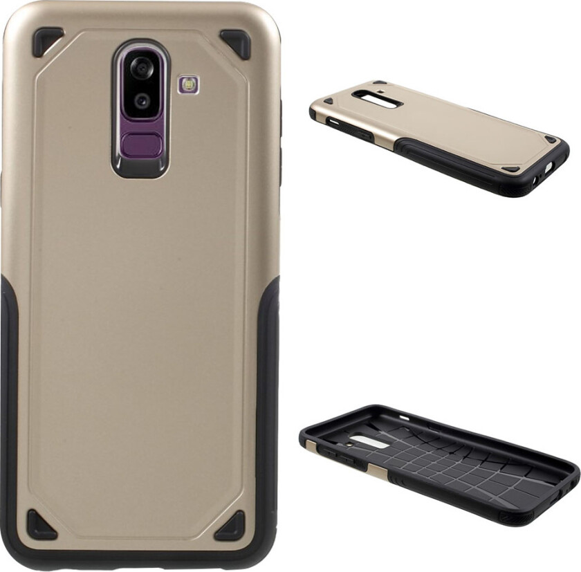 Galaxy J8 beskyttelses deksel av hybrid materiale - gull