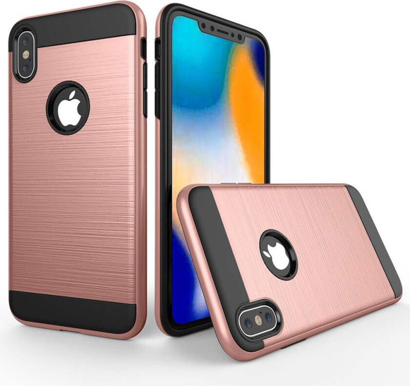 iPhone 9 Plus beskyttelses deksel av hybrid materiale med børstet tekstur - rose gull