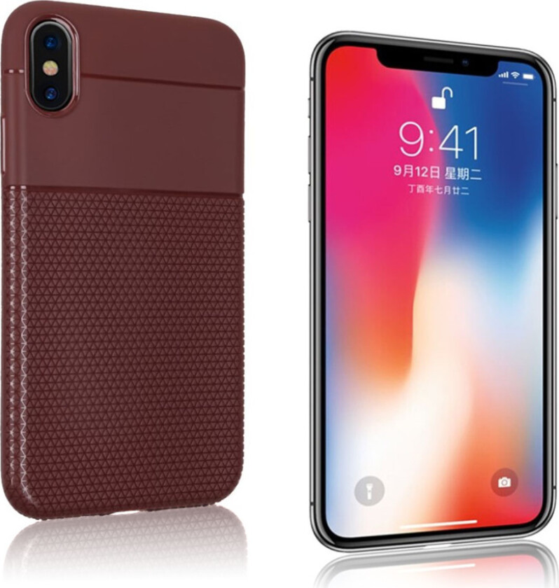 iPhone 9 Plus beskyttelses deksel av myk TPU med kornet tekstur - brun