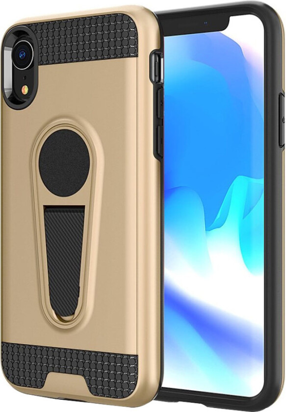 iPhone 9 beskyttelses deksel av hybrid materiale med karbon fiber tekstur - gull