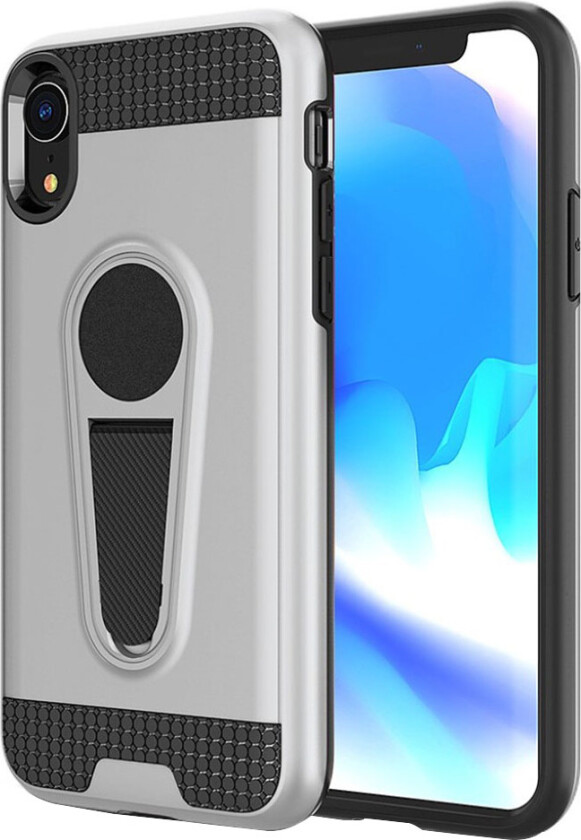 iPhone 9 beskyttelses deksel av hybrid materiale med karbon fiber tekstur - sølv