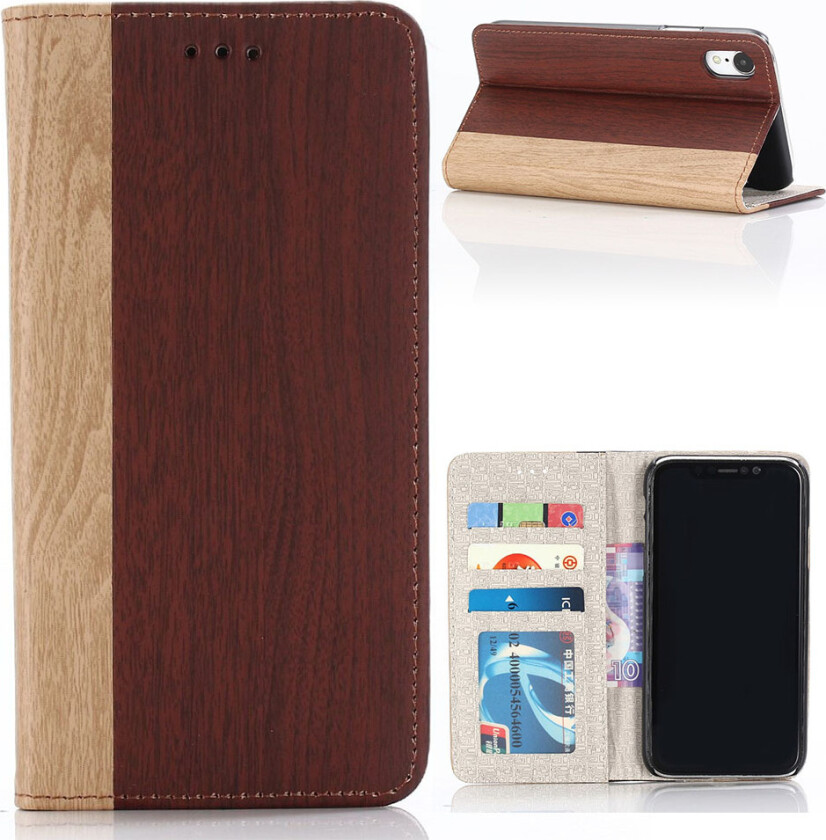 iPhone 9 beskyttelses deksel av syntetisk skinn med tre tekstur - vinrød
