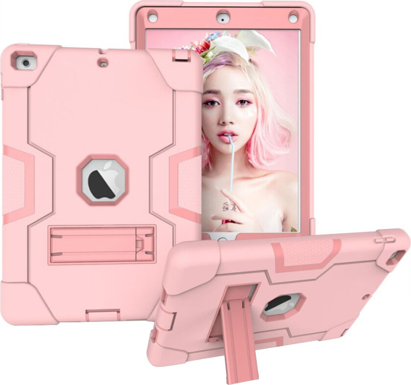 iPad beskyttelses deksel av plastikk og silikon med 2 fargers design - rose gull