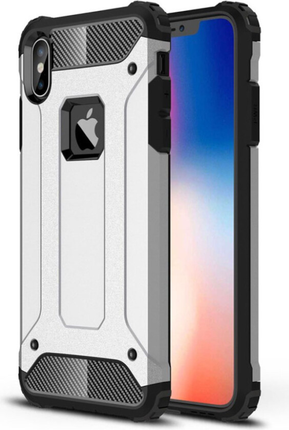 iPhone Xs Max beskyttelses deksel av hybrid materiale - sølv