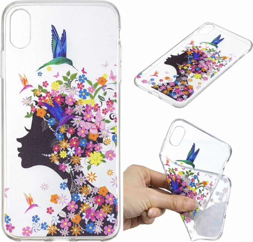 iPhone Xr beskyttelses deksel av TPU med IMD printet mønster - blomster jente