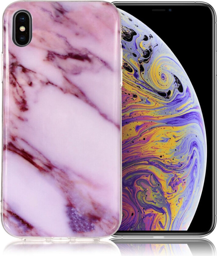 iPhone Xs Max beskyttelses deksel av TPU med IMD printet mønster - lilla marmor