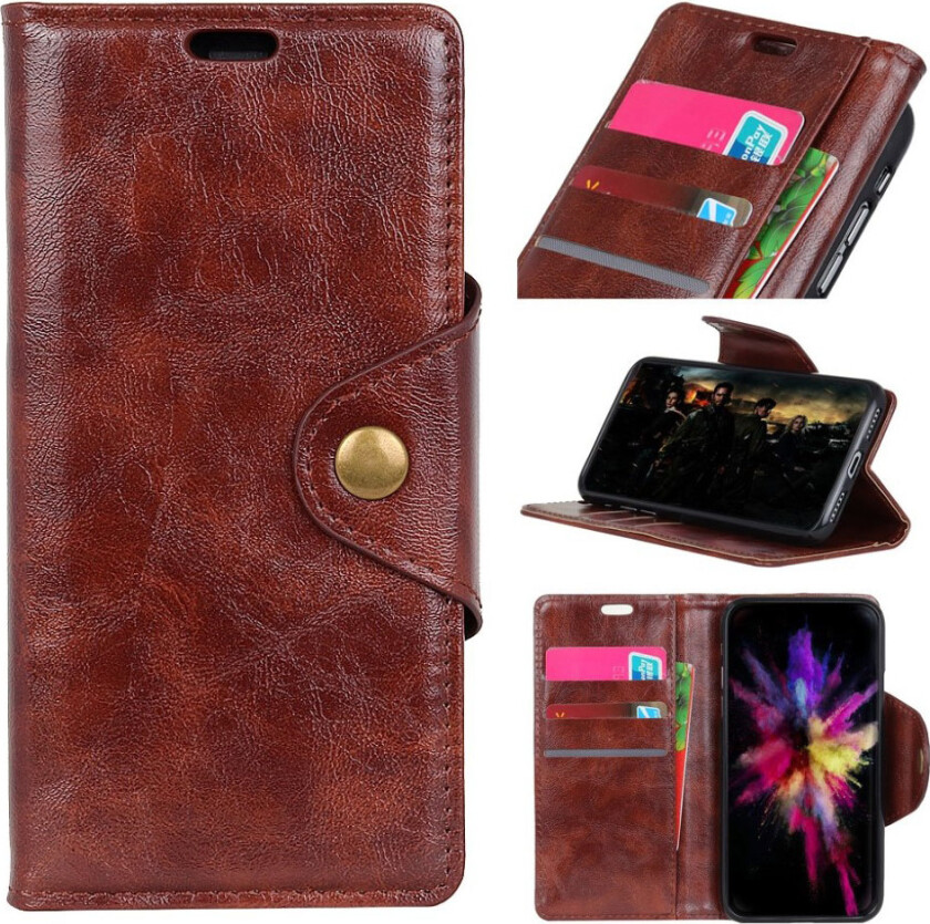 iPhone Xs Max beskyttelses deksel av syntetisk skinn med flambert tekstur - kaffe