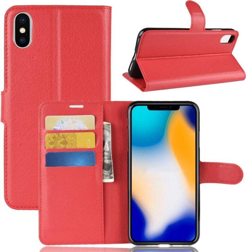 iPhone Xs Max beskyttelses deksel av behandlet kuskinn - rød