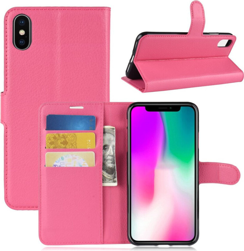 iPhone Xr beskyttelses deksel av syntetisk skinn med litchi tekstur - rose