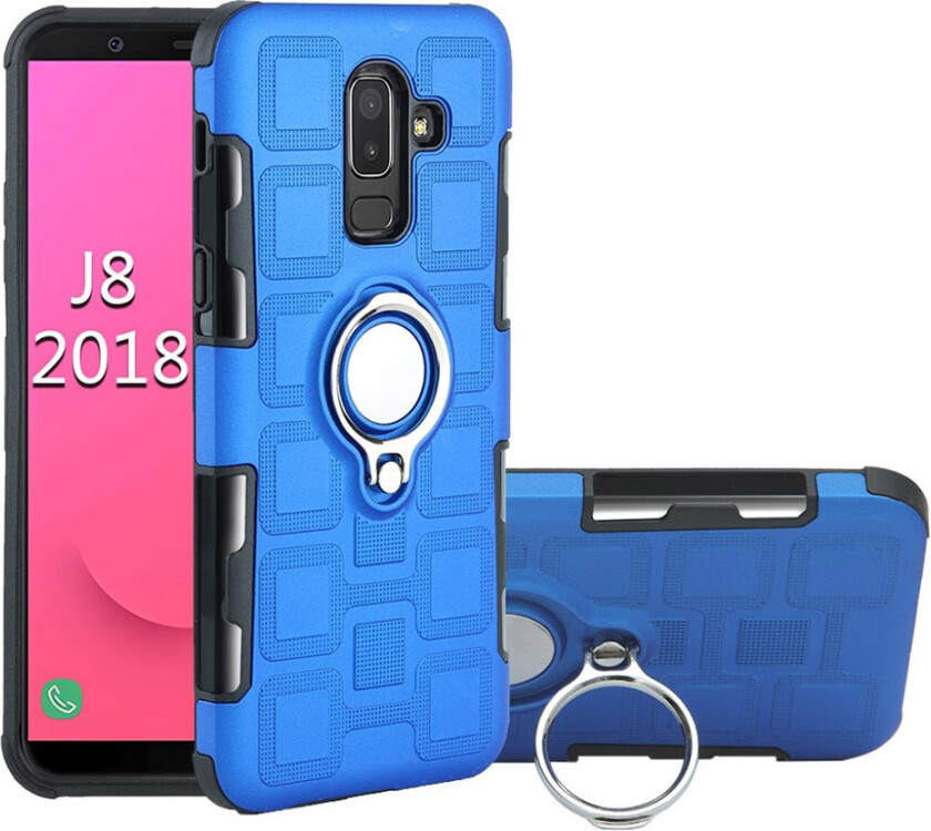 Galaxy J8 beskyttelses deksel av hybrid materiale med geometrisk mønster - lyse blå