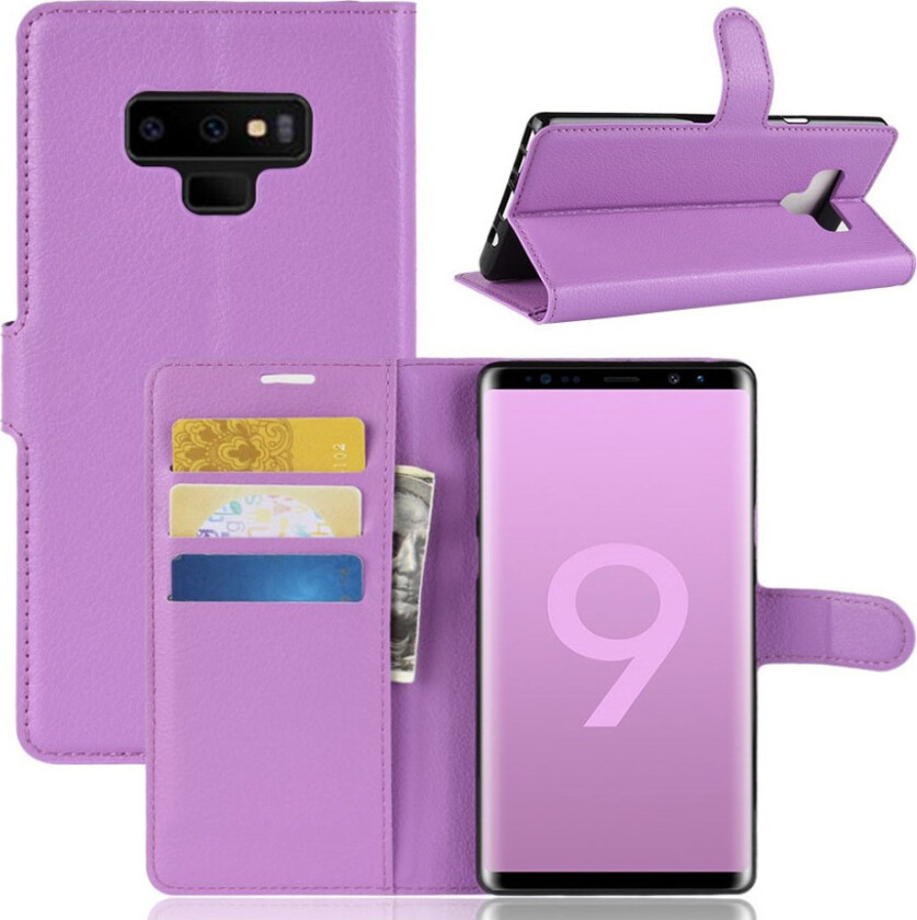 Galaxy Note9 beskyttelses deksel av syntetisk skinn med litchi tekstur - lilla