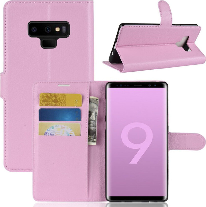 Galaxy Note9 beskyttelses deksel av syntetisk skinn med litchi tekstur - rosa