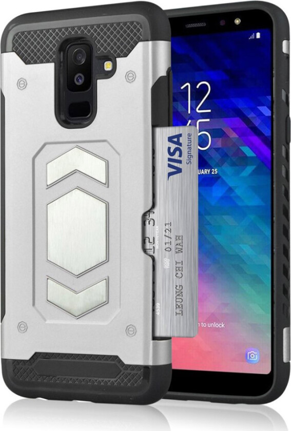 Galaxy A6 Plus beskyttelses deksel av hybrid materiale - sølv