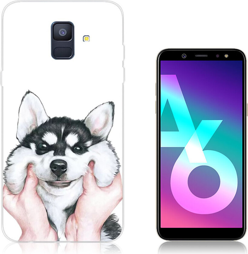 Galaxy A6 IMD beskyttelses deksel av TPU med printet mønster - husky