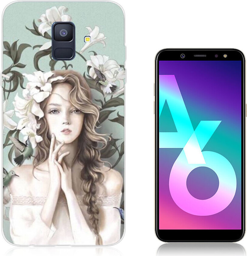 Galaxy A6 IMD beskyttelses deksel av TPU med printet mønster - pen jente