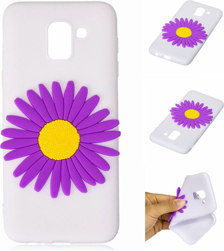 Galaxy J6 beskyttelses deksel av myk silkon med 3D printet mønster - lilla solsikke