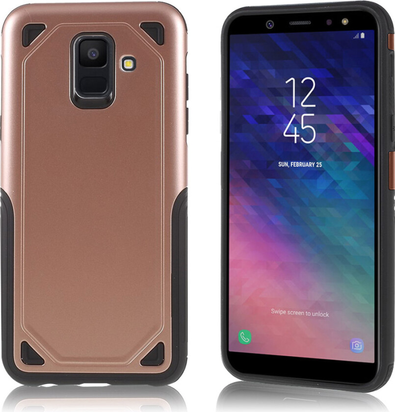 Galaxy A6 beskyttelses deksel av hybrid materiale - rose gull