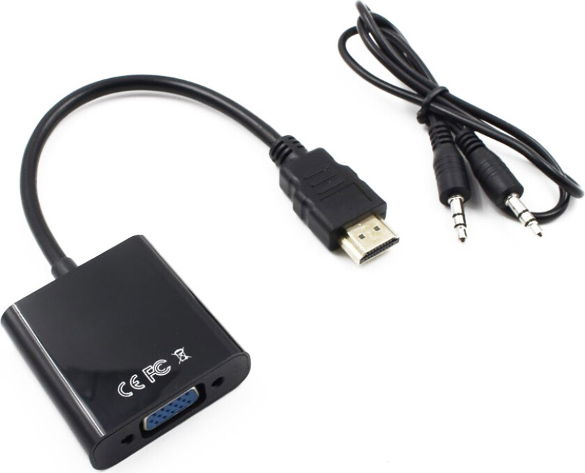 Universal adapter kabel fra VGA til HDMI og USB Power 3.5 Audio kabel - Svart