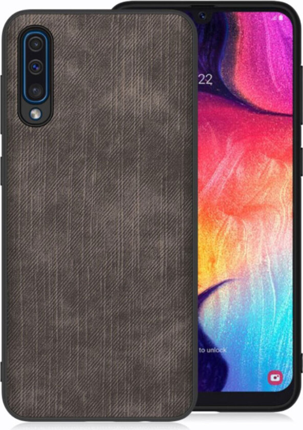 Galaxy A50 jeans tekstur deksel - Sort