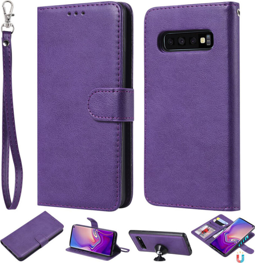 Galaxy s10 Skinnetui Med Deksel Og Bæresnor - Lilla