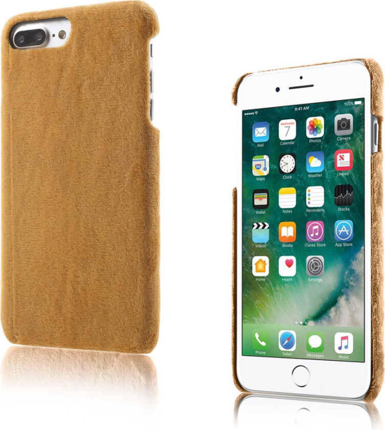 Lundbye pelsdekt plastdeksel for iPhone 7 Plus / 8 Plus - Brun